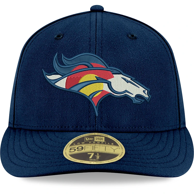 Casquette ajustée 59FIFTY à profil bas des Denver Broncos Omaha pour homme New Era bleu marine