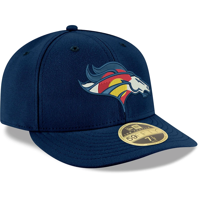 Casquette ajustée 59FIFTY à profil bas des Denver Broncos Omaha pour homme New Era bleu marine