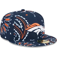 Casquette ajustée 59FIFTY Denver Broncos Paisley New Era pour homme bleu marine