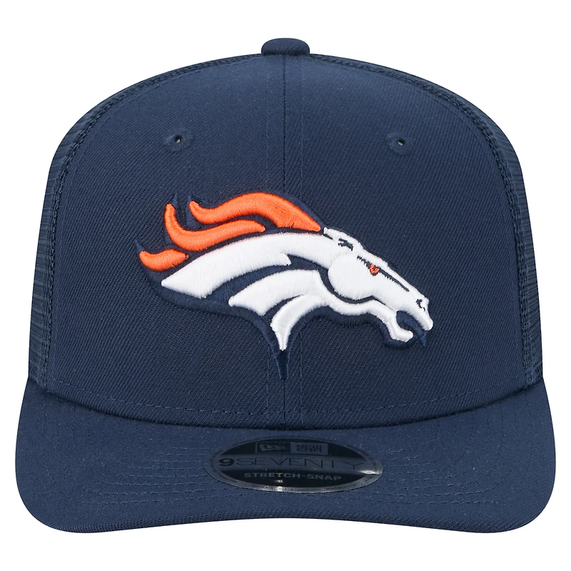 Casquette ajustable extensible à boutons-pression New Era bleu marine Denver Broncos Team Collection 9SEVENTY pour homme