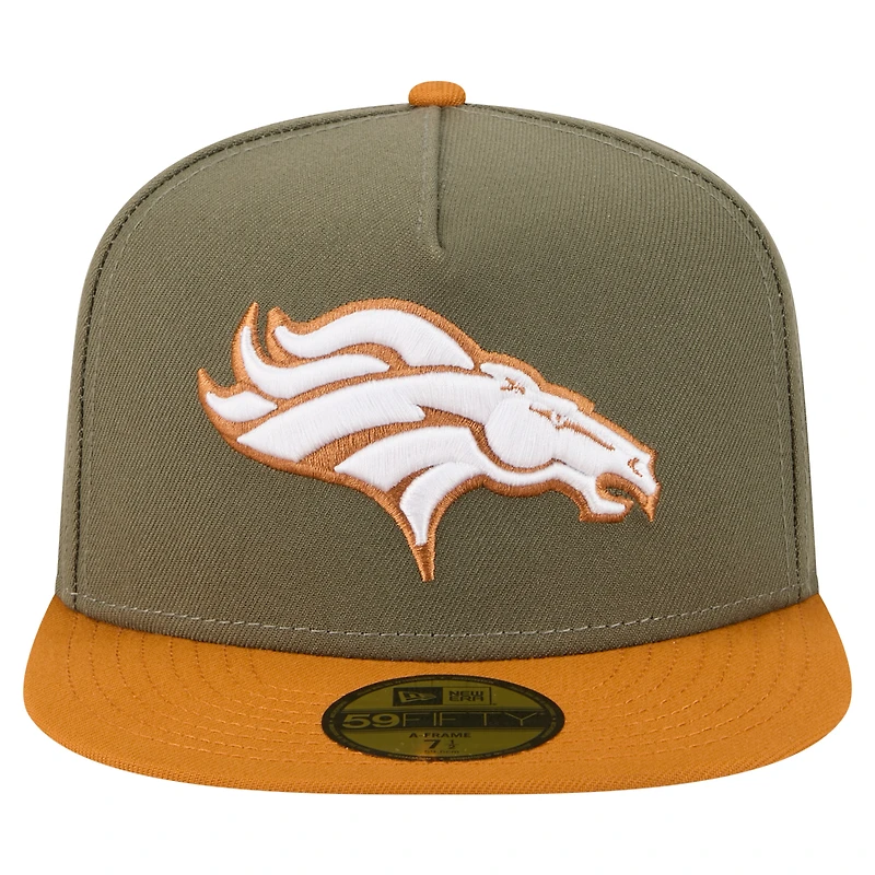 Casquette ajustée A-Frame 59FIFTY pour homme, coloris olive/marron, des Denver Broncos