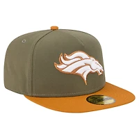 Casquette ajustée A-Frame 59FIFTY pour homme, coloris olive/marron, des Denver Broncos