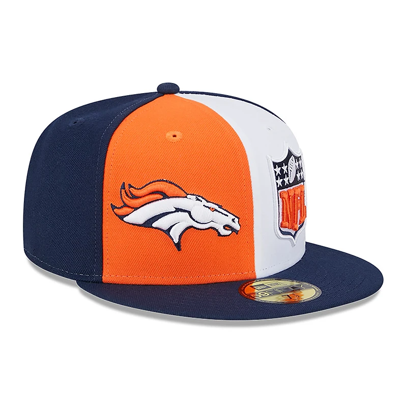 Casquette ajustée 59FIFTY orange/bleu marine Denver Broncos 2023 Sideline pour homme New Era