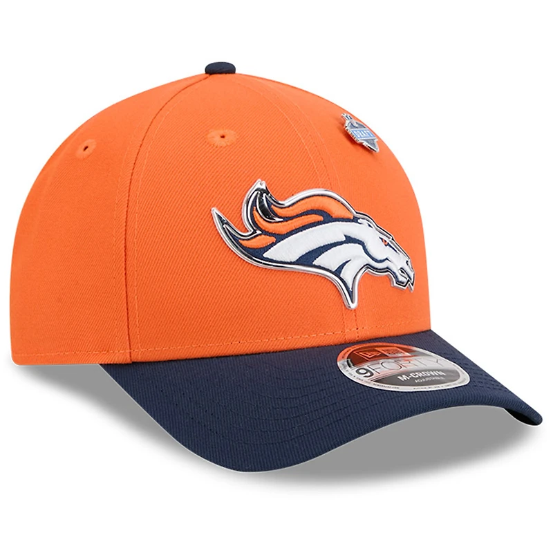 Casquette ajustable New Era orange/marine Denver Broncos 2026 NFL Draft 9FORTY M-Crown pour homme