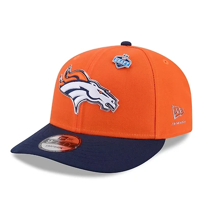 Men's New Era Orange/Navy Denver Broncos 2026 NFL Draft On Stage Pre-Curved 9FIFTY Snapback Hat