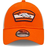 Men's New Era Orange/White Denver Broncos Logo Patch Trucker 9FORTY Snapback Hat