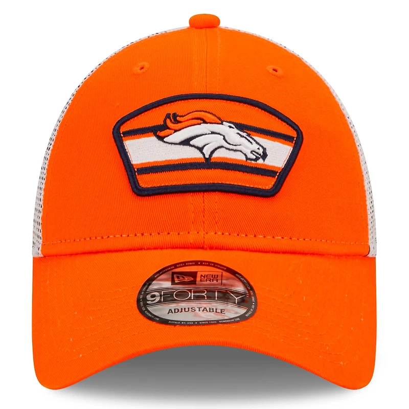 Men's New Era Orange/White Denver Broncos Patch Trucker 9FORTY - Snapback Hat