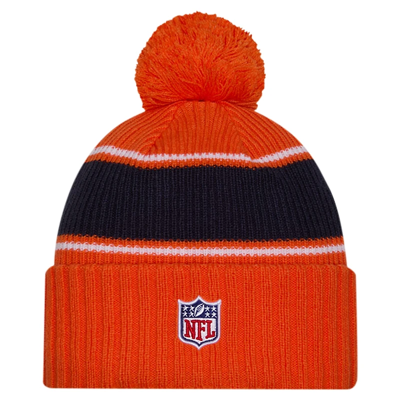 Men's New Era Orange Denver Broncos 2024 Sideline Sport Cuffed Knit Hat with Pom