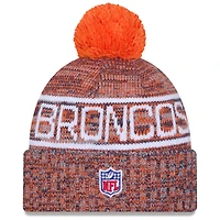 Men's New Era Orange Denver Broncos 2025 Sideline Cold Weather Cuffed Knit Hat with Pom