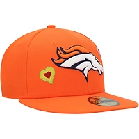 Men's New Era Orange Denver Broncos Chain Stitch Heart 59FIFTY Fitted Hat