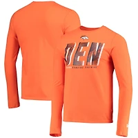 T-shirt à manches longues New Era orange Denver Broncos Combine Authentic Static Abbreviation pour homme