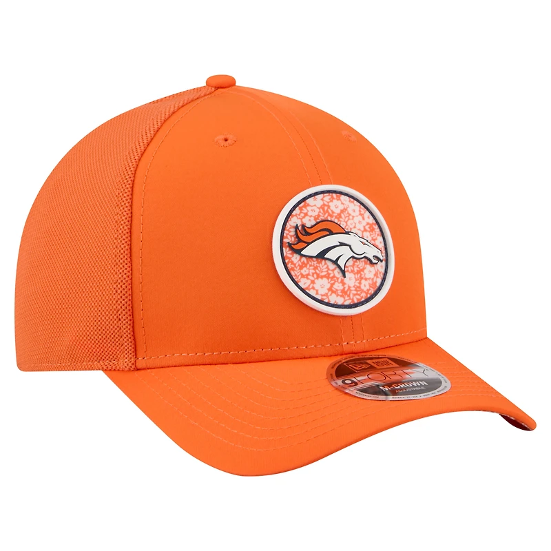 Men's New Era  Orange Denver Broncos Floral 9FORTY M-Crown Trucker Adjustable Hat