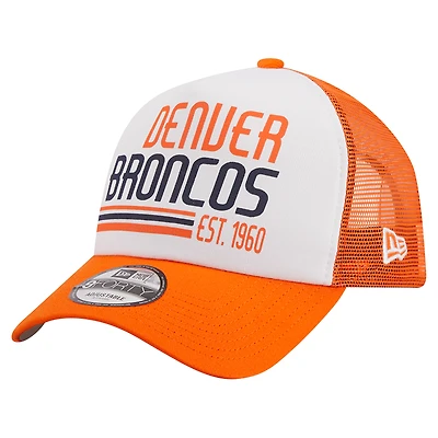 Men's New Era Orange Denver Broncos Stacked A-Frame Trucker 9FORTY Adjustable Hat