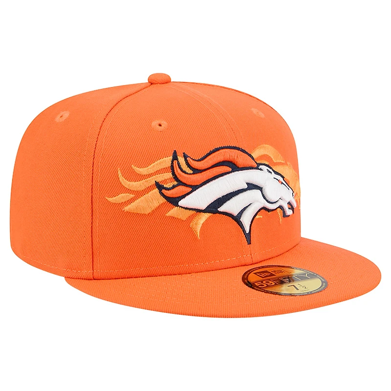 Casquette ajustée Tri-Hit 59FIFTY orange des Broncos de Denver pour homme New Era