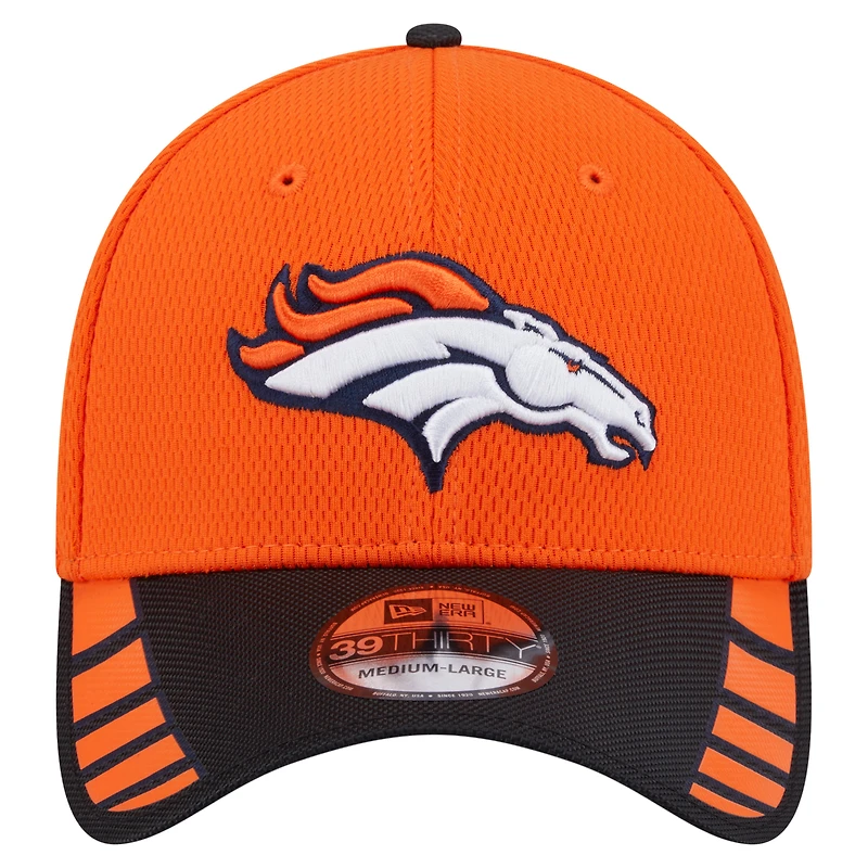 Casquette New Era orange Denver Broncos Visor Hit 39THIRTY Flex pour homme