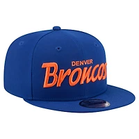 Casquette snapback New Era Royal Denver Broncos Core Team Script 9FIFTY pour homme