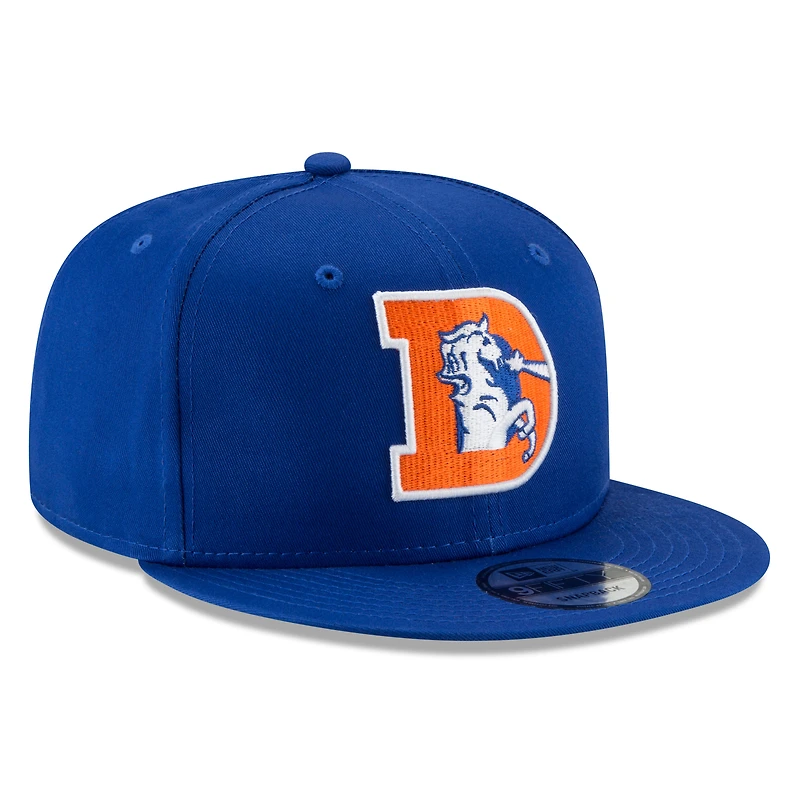 New Era Royal Denver Broncos Throwback 9FIFTY Snapback ajustable pour homme