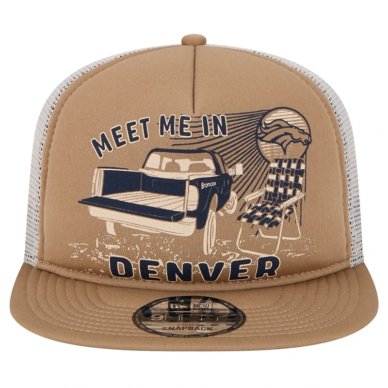 Men's New Era Tan Denver Broncos Meet Me 9FIFTY Snapback Hat