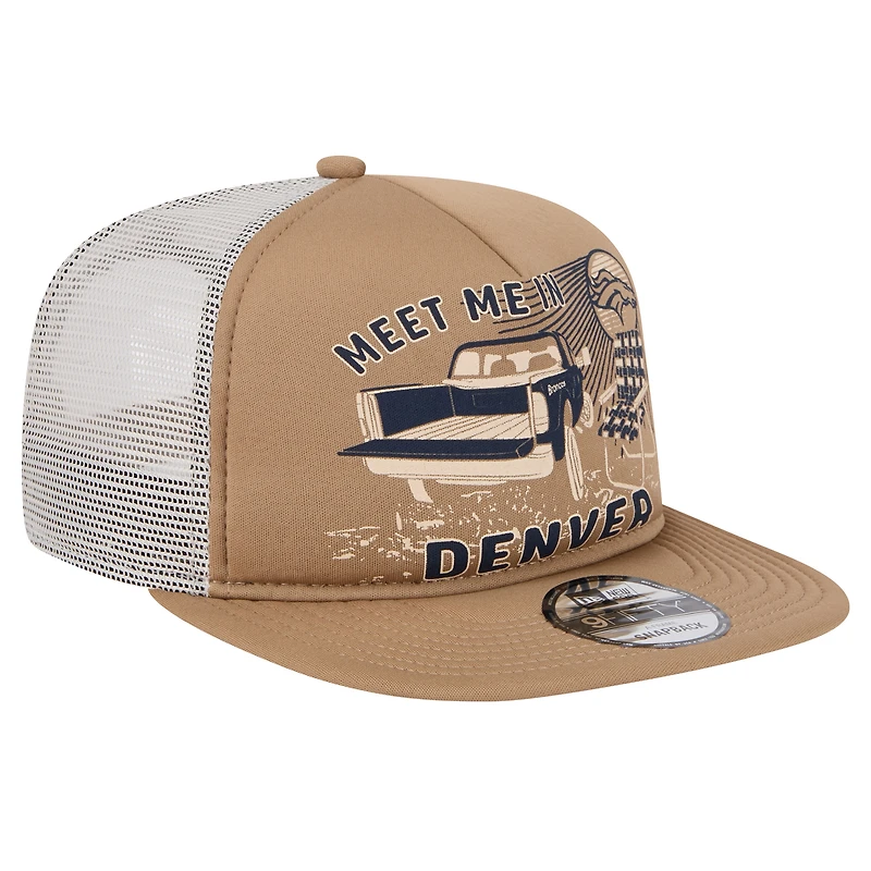 Men's New Era Tan Denver Broncos Meet Me 9FIFTY Snapback Hat