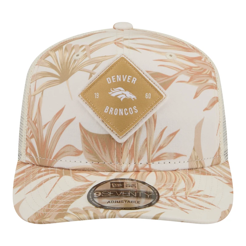 Men's New Era Tan Denver Broncos Tonal Palm COOLERA 9SEVENTY Adjustable Trucker Hat