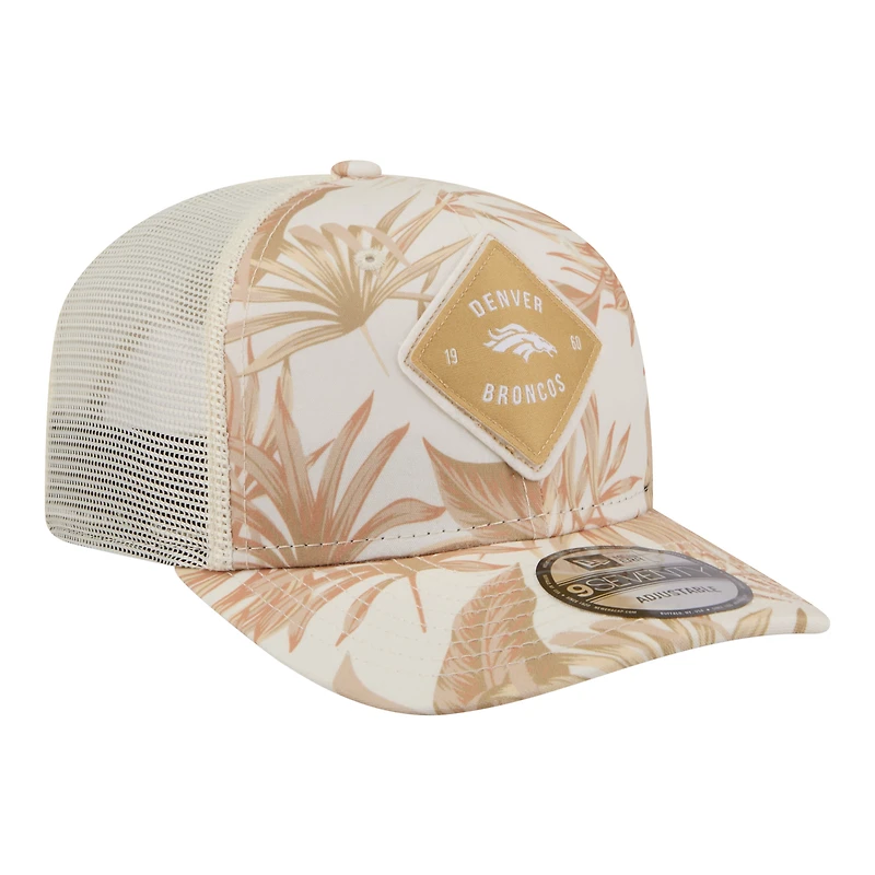 Men's New Era Tan Denver Broncos Tonal Palm COOLERA 9SEVENTY Adjustable Trucker Hat