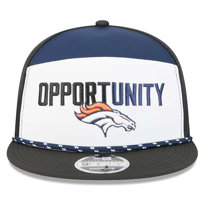 Men's New Era White/Black Denver Broncos 2025 Inspire Change Split Panel 9FIFTY Snapback Hat