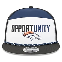 Men's New Era White/Black Denver Broncos 2025 Inspire Change Split Panel 9FIFTY Snapback Hat