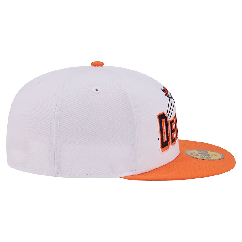 Men's New Era White/Orange Denver Broncos Retro Swoop 59FIFTY Fitted Hat