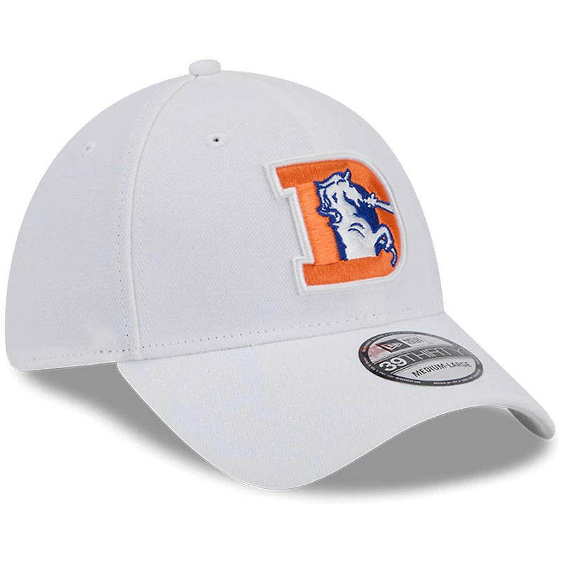 Casquette flexible 39THIRTY Throwback des Denver Broncos New Era pour hommes, blanche
