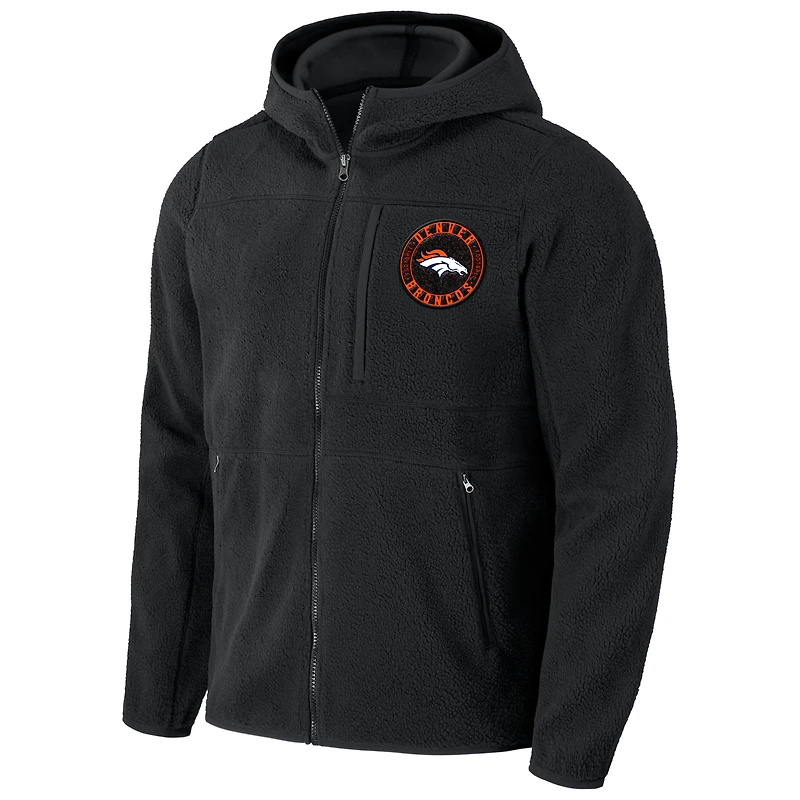 Sweat à capuche zippé en sherpa noir Denver Broncos pour homme de la collection NFL x Darius Rucker par Fanatics