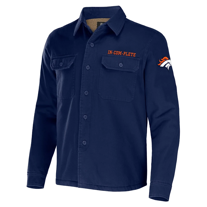 Collection NFL x Darius Rucker pour homme par Fanatics - Veste-chemise boutonnée en toile Denver Broncos bleu marine