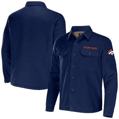 Collection NFL x Darius Rucker pour homme par Fanatics - Veste-chemise boutonnée en toile Denver Broncos bleu marine