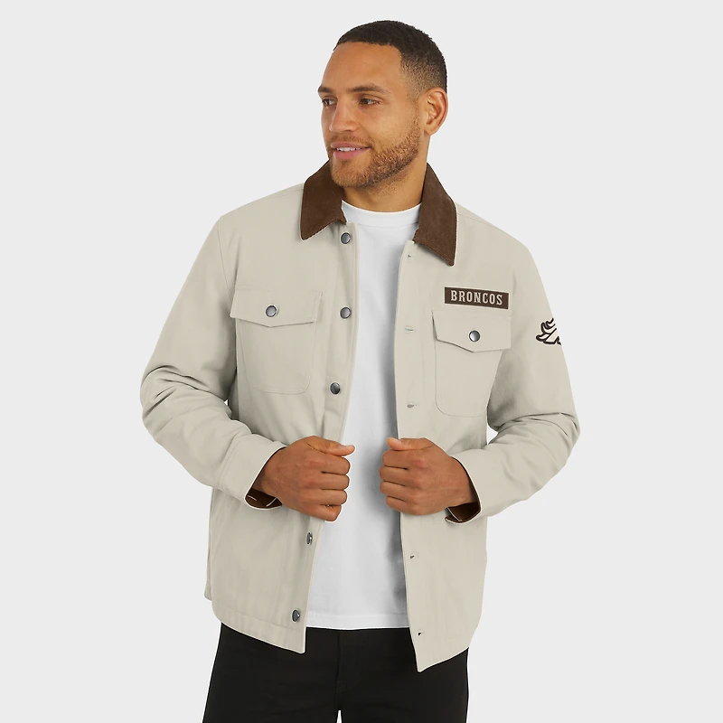 Men's NFL x Darius Rucker Collection by Fanatics Tan Denver Broncos Midweight Canvas Full-Button Jacket