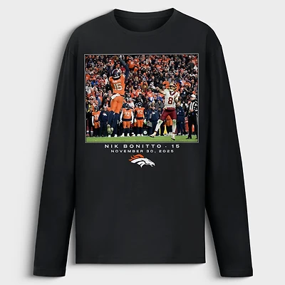 Men's Nik Bonitto Black Denver Broncos NFL Flash Features Week 13 Long Sleeve T-Shirt