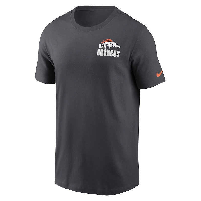 T-shirt essentiel Blitz Denver Broncos Nike anthracite pour homme