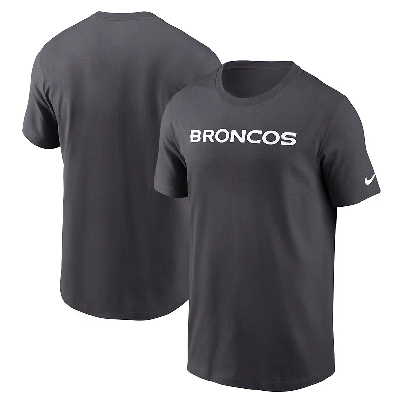 T-shirt Nike anthracite Denver Broncos Primetime Wordmark Essential pour homme