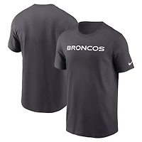T-shirt Nike anthracite Denver Broncos Primetime Wordmark Essential pour homme