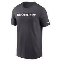 T-shirt Nike anthracite Denver Broncos Primetime Wordmark Essential pour homme