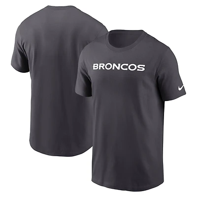 T-shirt Nike anthracite Denver Broncos Primetime Wordmark Essential pour homme