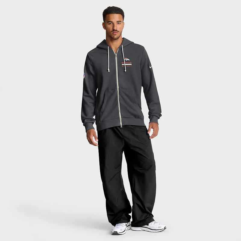 Men's Nike Anthracite Denver Broncos Sideline Standard Issue Utility Player Dri-FIT Full-Zip Hoodie