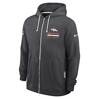 Men's Nike Anthracite Denver Broncos Sideline Standard Issue Utility Player Dri-FIT Full-Zip Hoodie