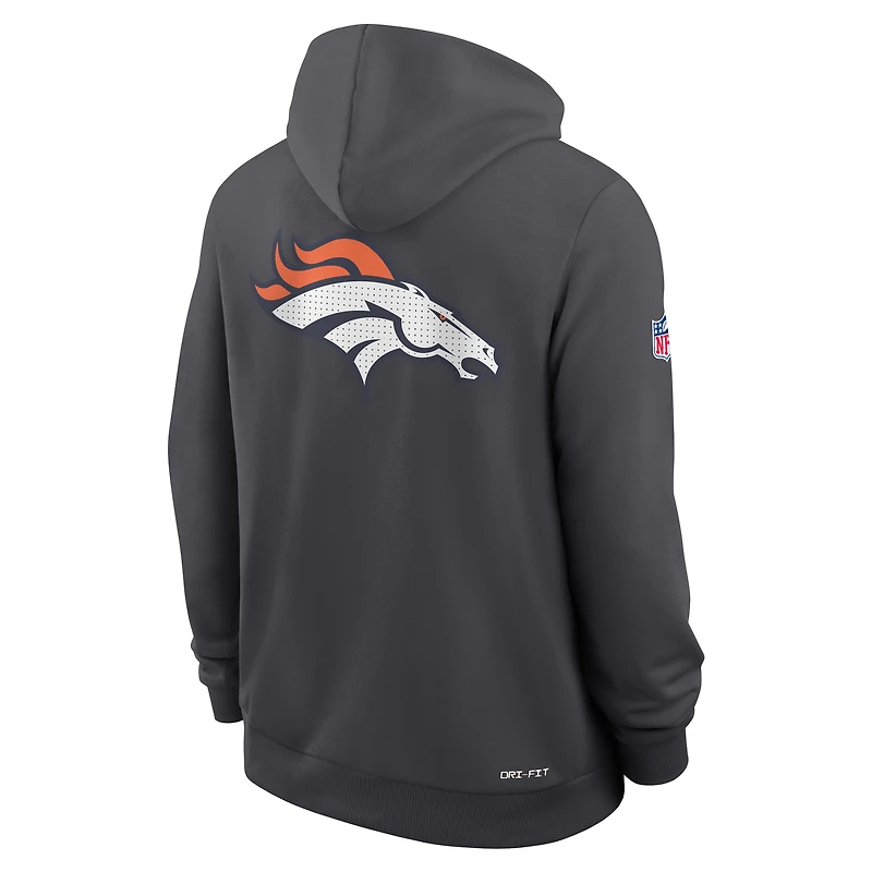 Men's Nike Anthracite Denver Broncos Sideline Standard Issue Utility Player Dri-FIT Full-Zip Hoodie
