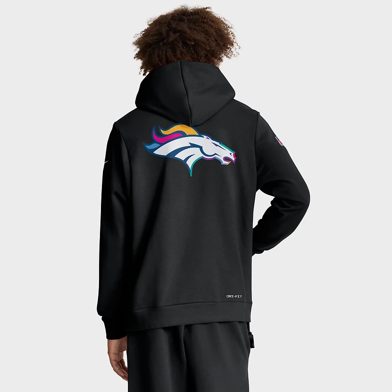 Sweat à capuche Nike noir Denver Broncos 2025 NFL Crucial Catch Sideline Standard Issue Dri-FIT pour homme
