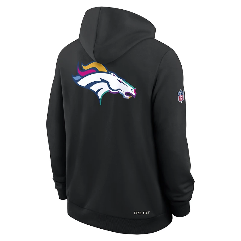 Sweat à capuche Nike noir Denver Broncos 2025 NFL Crucial Catch Sideline Standard Issue Dri-FIT pour homme