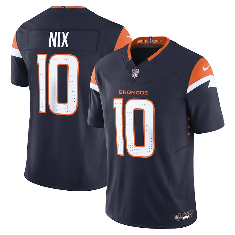 Maillot Nike Bo Nix bleu marine des Denver Broncos Alternate Vapor F.U.S.E. Limited pour homme