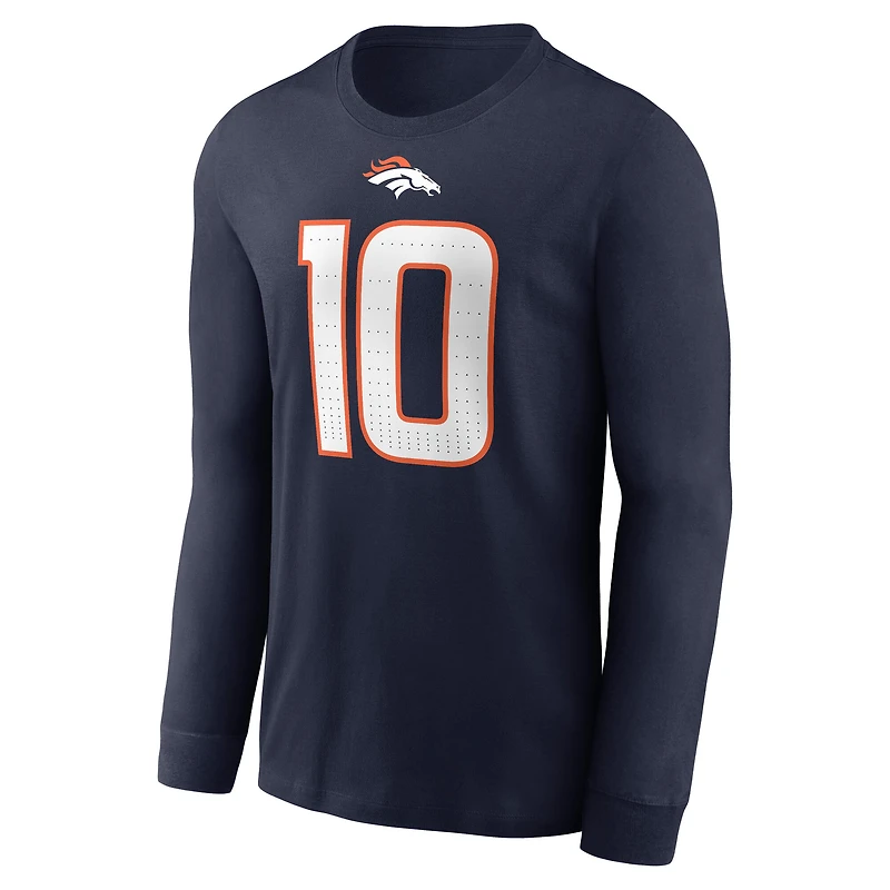 Men's Nike Bo Nix Navy Denver Broncos Name & Number Long Sleeve T-Shirt