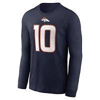 Men's Nike Bo Nix Navy Denver Broncos Name & Number Long Sleeve T-Shirt