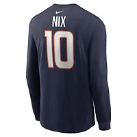 Men's Nike Bo Nix Navy Denver Broncos Name & Number Long Sleeve T-Shirt