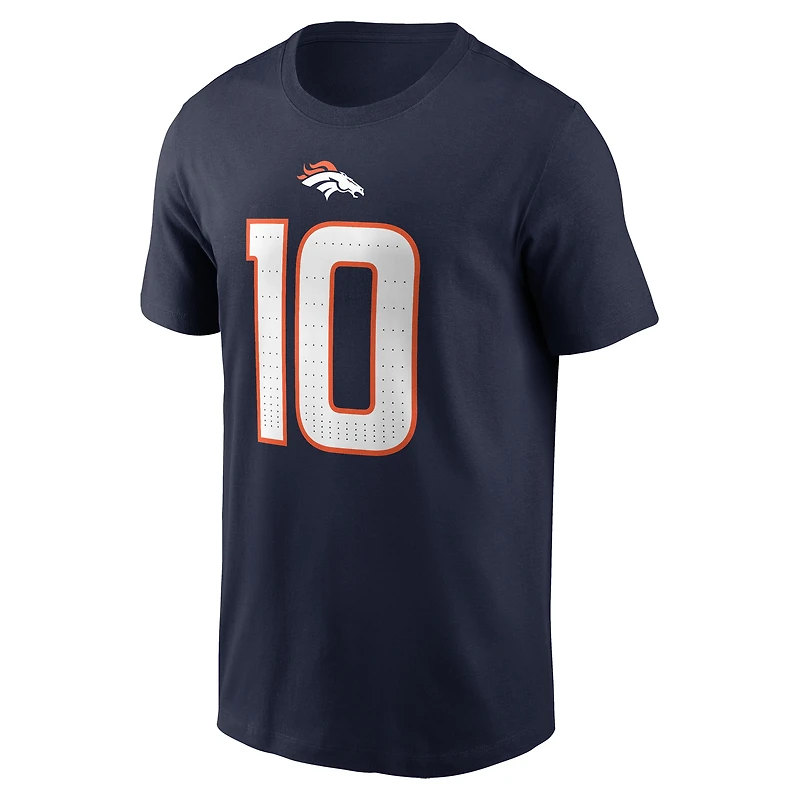 T-shirt Nike Bo Nix bleu marine pour homme avec nom et numéro de joueur des Denver Broncos