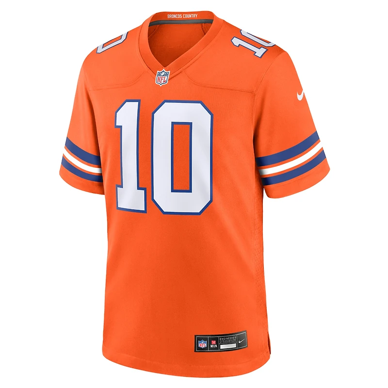 Men's Nike Bo Nix Orange Denver Broncos Mile High Collection 1977 Throwback Player Game Jersey